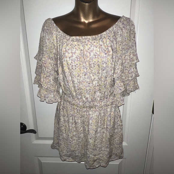 Fate Multicolored Womens Romper Shorts Geometric Size Medium 3/4 Sleeve - Picture 1 of 13